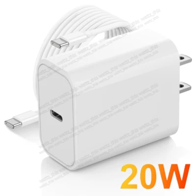 20W USB-C Fast Charger Adapter for Apple iPhone 15 Pro Max Samsung Type C Cable - Image 1 of 4