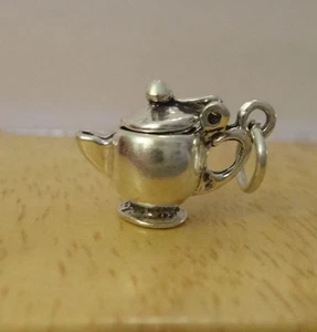 Sterling Silver 3D Small 15x10x8mm Movable Tea Coffee Pot Teapot Charm! - Picture 1 of 8