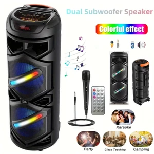 Portable Bluetooth Speaker Outdoor Dual Sub woofer Heavy Bass Sound System Party - Picture 1 of 11