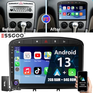 For Peugeot 308 408 2007-2013 Android 13 Auto Apple CarPlay Stereo GPS WIFI+DAB - Picture 1 of 14