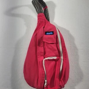 KAVU Rope Bag Hot Pink Sling Crossbody Backpack 100%Cotton - Picture 1 of 11