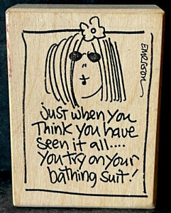 Listen Honey Bathing Suit Rubber Stamp by American Art Stamp Emerson Quillin