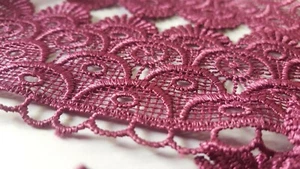 Guipur Venice borde de encaje rojo púrpura para coser disfraces artesanales d... - Imagen 1 de 8