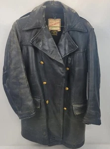 Giacca di pelle Guidemaster Steerhide poliziotto anni 50 made Boston vintage - Foto 1 di 24