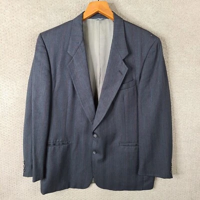Vintage Givenchy Jacket Mens 44L Gray Red Blue Striped Blazer Wool 2 Button Coat - Image 1 of 4