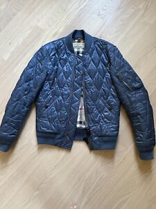Authentic Burberry Men's Russell Diamond Quilted Jacket Navy Blue Size S