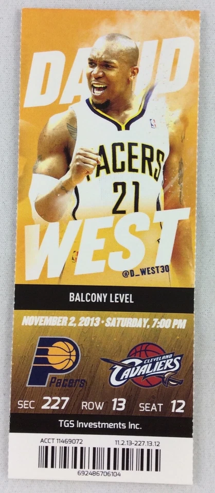 Boleto NBA 2013 11/02 Cleveland Cavaliers at Indiana Pacers-David West Foto 1 de 1