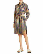 BURBERRY ISOTTO Check Tiled Archive Print Waist Tie Belt Shirt-Dress 10 US 12 44