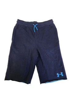Under Armour Youth Boy Med Pockets Blue Sweatpants Shorts Soft Elastic - Picture 1 of 9