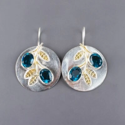 Brincos ovais apatita 925 prata esterlina filha casamento novo conjunto de moldura gota - Imagem 1 de 4