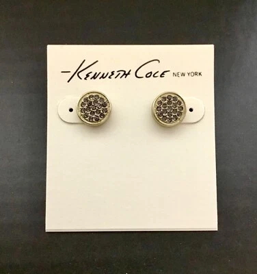 Aretes redondos Kenneth Cole tono dorado con cristales cortados Foto 1 de 3