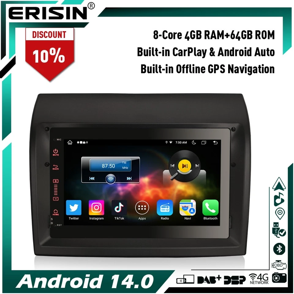 64GB Android 14 DAB+ Autoradio per Citroen Jumper Peugeot Boxer Fiat Ducato DAB+ - Immagine 1 di 4