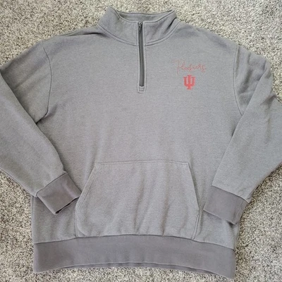 Champion IU Indiana Hoosiers 1/4 Cremallera Polar Pullover Gris Bolsillo Canguro  Foto 1 de 4