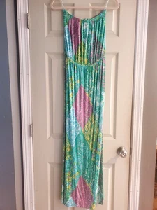 Lilly Pulitzer Marlisa Sun Dance Slub Jersey trägerloses Maxikleid Small - Bild 1 von 7