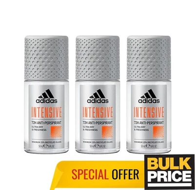 Adidas Hombres Intensivo Roll-On Desodorante 72H Sudor Olor Protección Confiable Paquete de 3 Foto 1 de 4