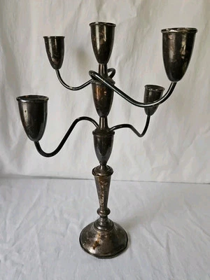 Винтажный ампир серебро утяжеленный 4 руки канделябр 5 подсвечник  - Изображение 1 из 4
