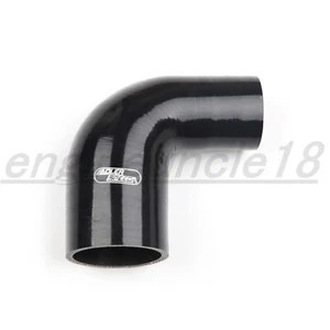 US STOCK 4ply 2.5" To 1.75" Inch ID 90 Degree Black Silicone Hose Coupler Pipe  - Picture 1 of 10