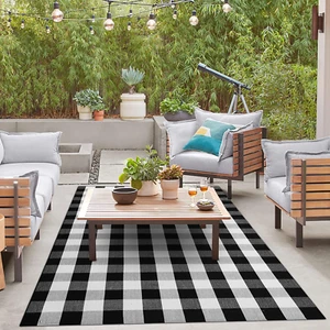 Buffalo Plaid Checkered Rug -5X8 Front Door Mats, Washable Rug for Front Porch D - Picture 1 of 9