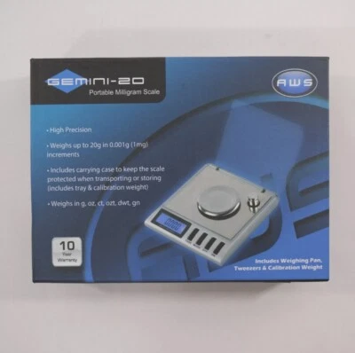 AWS Gemini-20 Portable Milligram Scale - 20 x 0.001 Gram NEW SEALED - Image 1 of 4