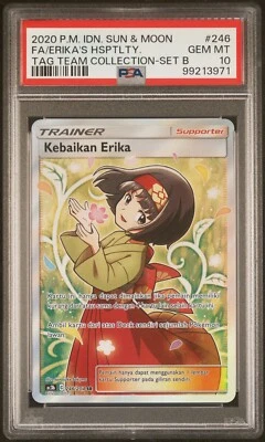 PSA 10 Erika's Hospitality #246 Indonesian Tag Team Sun & Moon Pokemon Card - Image 1 of 2