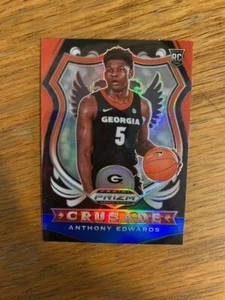 2020-21 PANINI PRIZM DRAFT PICKS ANTHONY EDWARDS ROOKIE CRUSADE RWB PRIZM RED WH - Picture 1 of 1