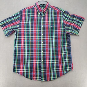 Chaps Ralph Lauren Button Down Shirt Men Size Large Plaid Short Sleeve - Picture 1 of 18