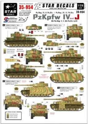 Star Decals 1/35   PzKpfw IV Ausf J SS-Pz.Reg.1 / 1.SS-Pz.Div. LAH decal 35954 x - Image 1 of 2