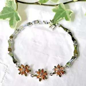 Silberarmband 7" Madeira Citrin CZ Edelstein eleganter Damenschmuck + Geschenkbox - Bild 1 von 3