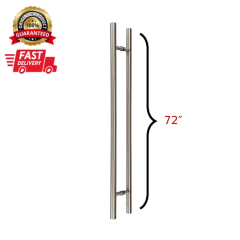 Door Pull, Entry Door Handle Round ‘H’ Type - 72″ Satin Cover