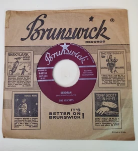Crickets DEBORAH/WHEN YOU ASK ABOUT LOVE(BUDDY HOLLY 45)#55153 PLAYS VG+ TO VG++ - Picture 1 of 5