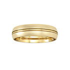 18ct Gold Jewelco London Court Groove Satin Brushed Band Wedding Ring 5mm