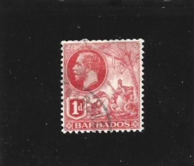 Barbados 1912 George V 1d rojo único fino usado Foto 1 de 2