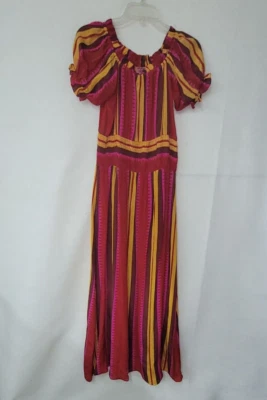 Anthropologie Anupamaa Tesni Striped Maxi Dress Womens XS Pink Gold Purple Silk - Image 1 of 4