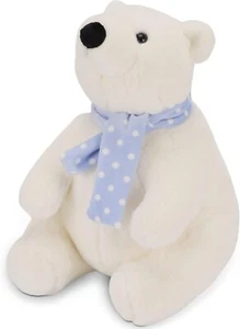 Neu Eisbär Stofftier Spielzeug 9,8 Zoll lebensechter Bär mit Schal Plüsch Puppe - Bild 1 von 7
