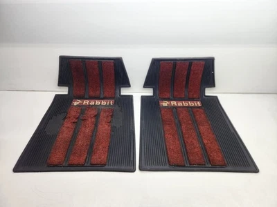 VW Volkswagen Rabbit Mk1 RED Front Floor Mats Pair Left & Right Set OEM - Image 1 of 4