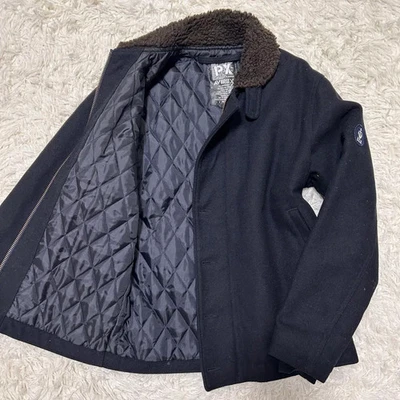 AVIREX Wool Tailored Jacket M Black Faux Shearling Collar Military Style F/S FS - Image 1 of 4