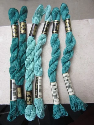 DMC Cotton Perle #3  "Aquamarine "  3 Shades Embroidery Floss Thread 15.4 yards - Image 1 of 4