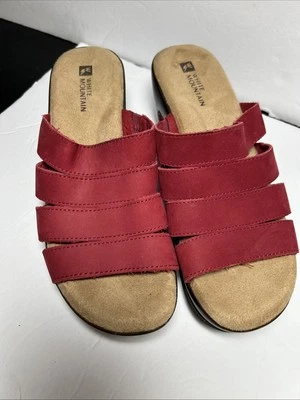 White Mountain Slides Womens Red Leather 7.5 Moella Sandals - Image 1 of 4