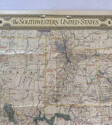 Mapa vintage de National Geographic 1940 del suroeste de Estados Unidos. 35” X 26 Foto 1 de 4