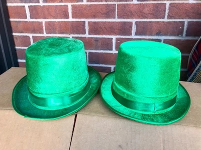 🍀 Лот 2 зеленый бархат шляпы День Святого Патрика лепрекон Хэллоуин костюм вечеринки - Изображение 1 из 4