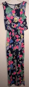 Love, Alexa Girls' Tropical Floral Popover Jumpsuit - Size Medium - Picture 1 of 5