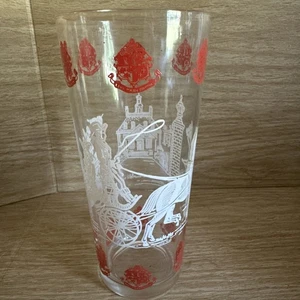 1950s Deus Columna Colonial Williamsburg Tall Boy Highball Glass Tumbler Horse - Picture 1 of 9