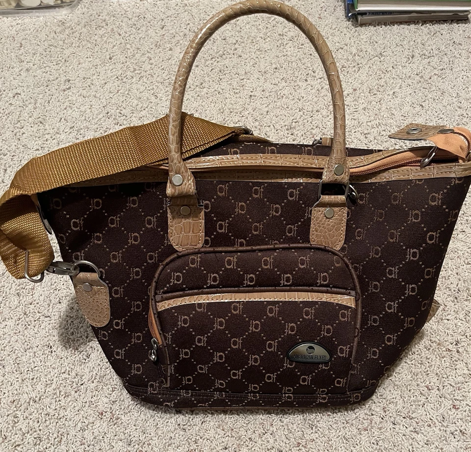 American Flyer Carry On Luggage Bag- Brown And Tan - Image 1 of 4