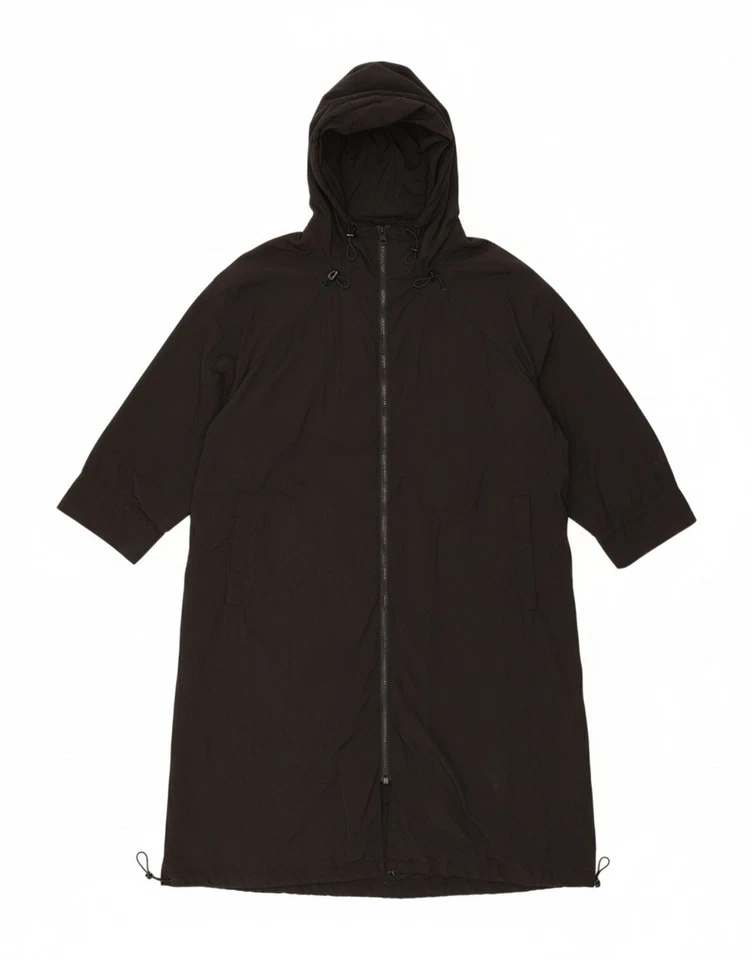 Impermeable con capucha ZARA para hombre Reino Unido 40 grande negro nailon AA09 Foto 1 de 4