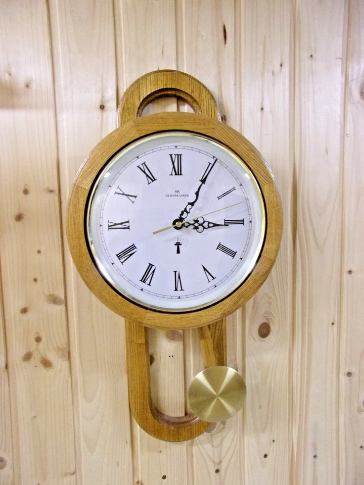 Wanduhr mit Pendel Meister Anker Holz vintage FUNKUHR UHR - Bild 1 von 1