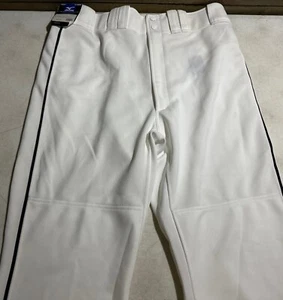 Mizuno Pro White Navy Blue Piped Open Hemmed Baseball Pants Mens XL New Tags - Picture 1 of 7