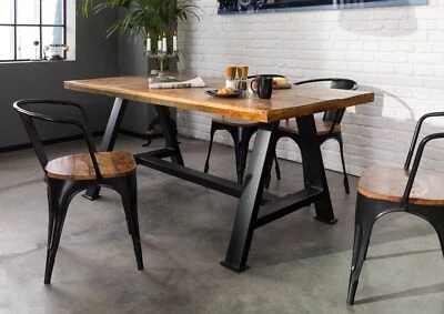 Esstisch Esszimmertisch Industrial-Stil Echtholz Altholz 160x76 Altholz - Bild 1 von 4