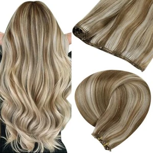 9A 12inch - 28inch 120g Micro Beads Weft Hair Extensions black brown Blonde - Picture 1 of 26