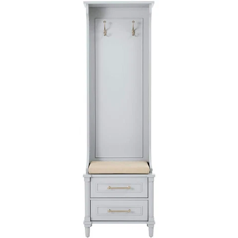 Home Decorators Hall Tree 72"Hx22"W Wood Dove Gray w/ 2-Double Hooks + 2-Drawers Cover