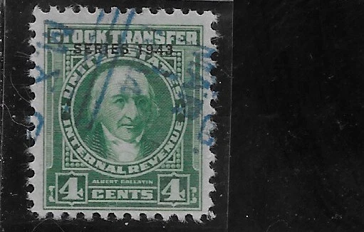 US Scott RD142, Revenue, Stock Transfer, 4 cents, Series of 1943, Used, NG, F/VF - Image 1 of 1